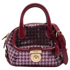 Salvatore Ferragamo Pink/Purple Sequins and Leather Fiamma Satchel