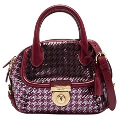 Salvatore Ferragamo Pink/Purple Sequins and Leather Fiamma Satchel