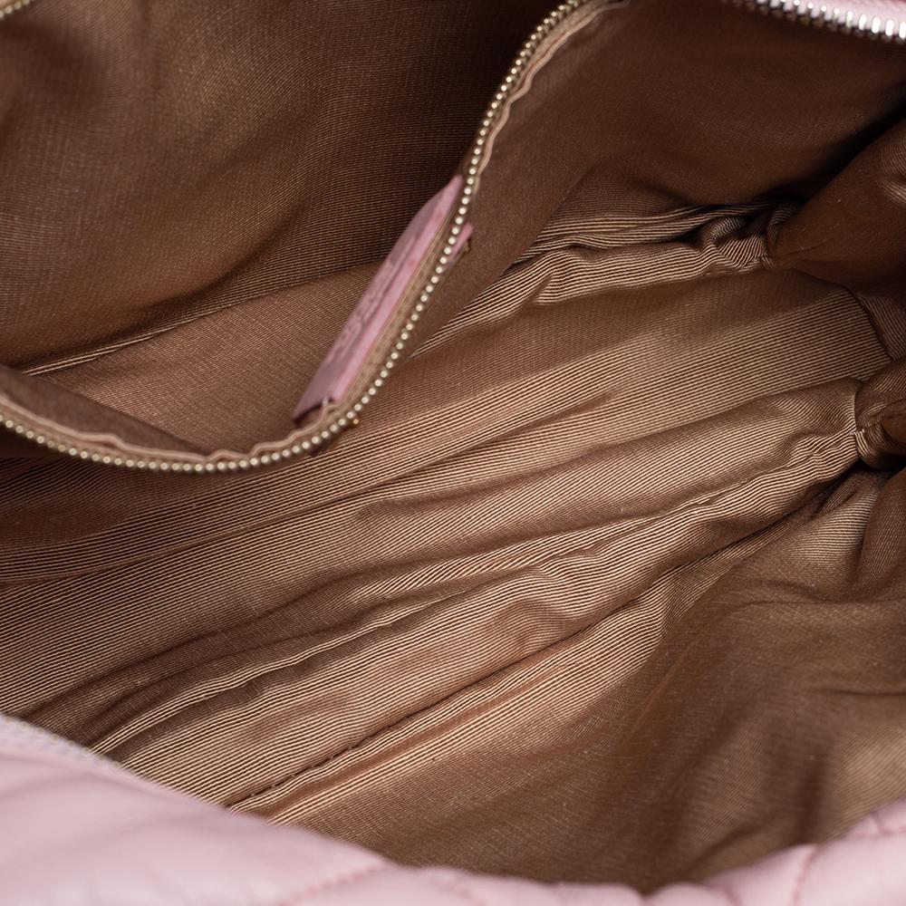 Salvatore Ferragamo Pink Quilted Leather Bow Zip Genette Shoulder Bag 5
