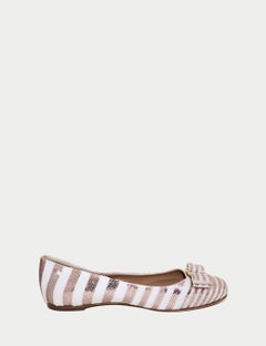 Salvatore Ferragamo Pink Sequin Ballet Flats - EU 37