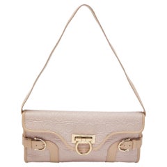 Salvatore Ferragamo Pink Signature Coated Canvas and Leather Shoulder Bag