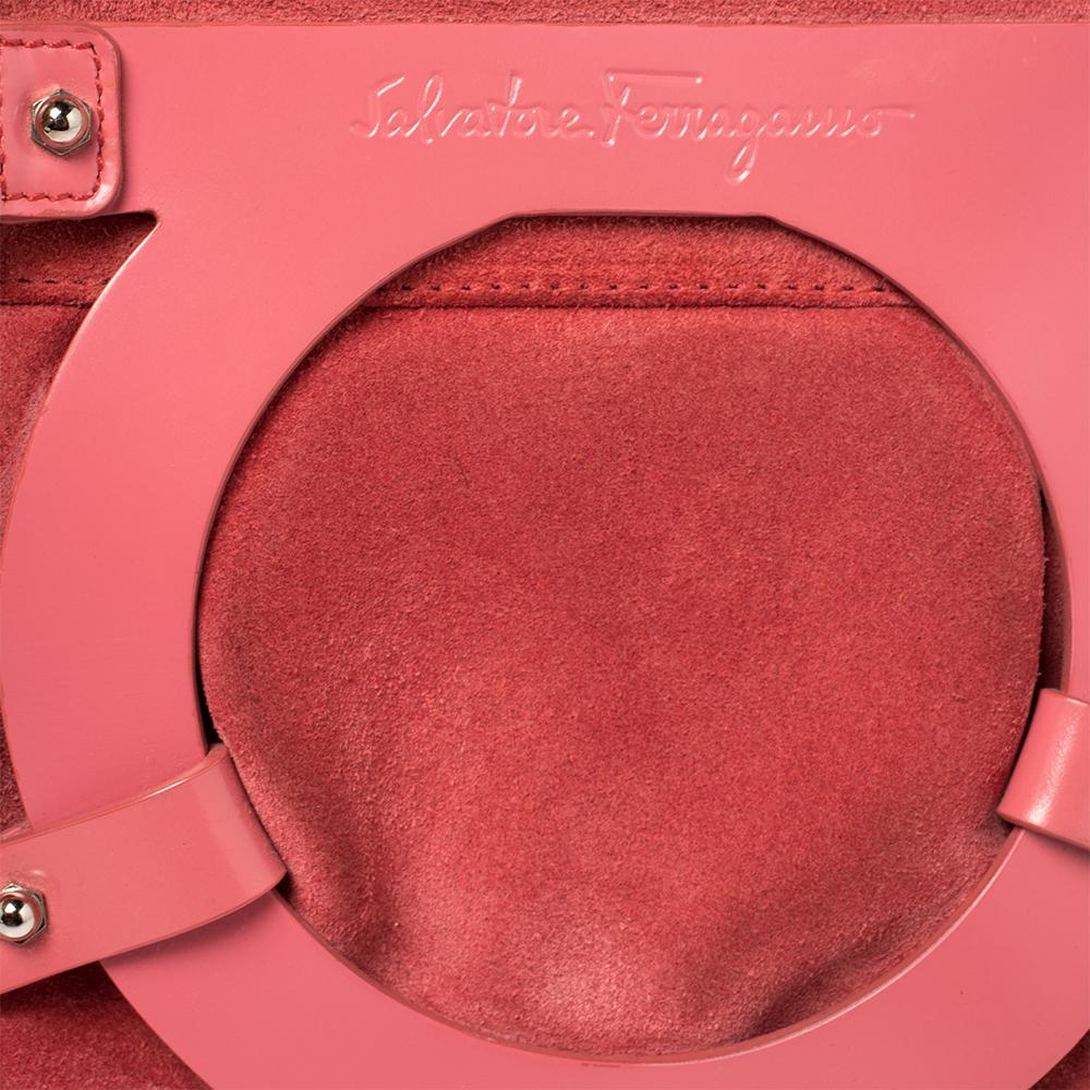 Salvatore Ferragamo Pink Suede And Leather Shoulder Bag 8