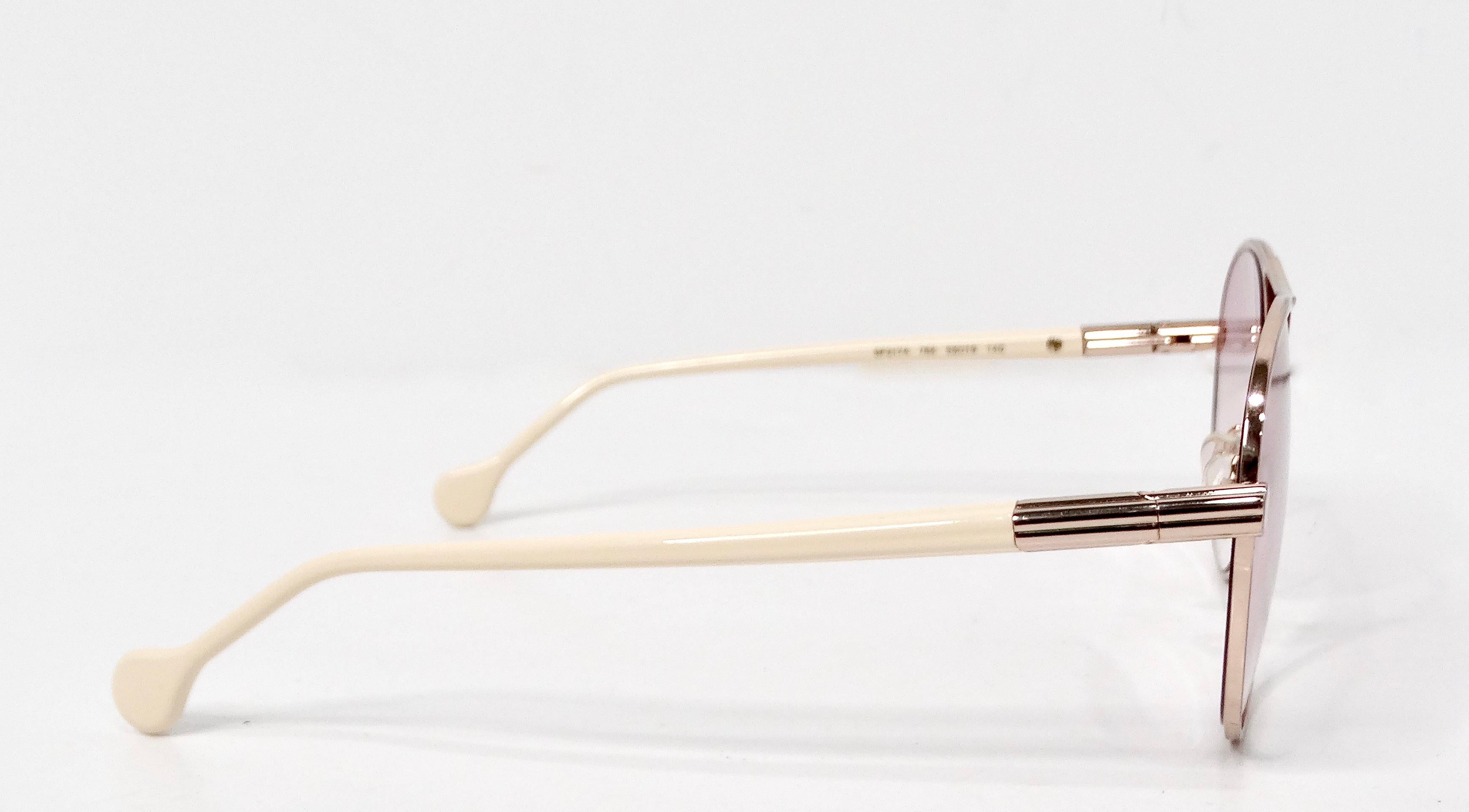 Salvatore Ferragamo Pink Tinted Gold Tone Frame Aviator Sunglasses For Sale 2