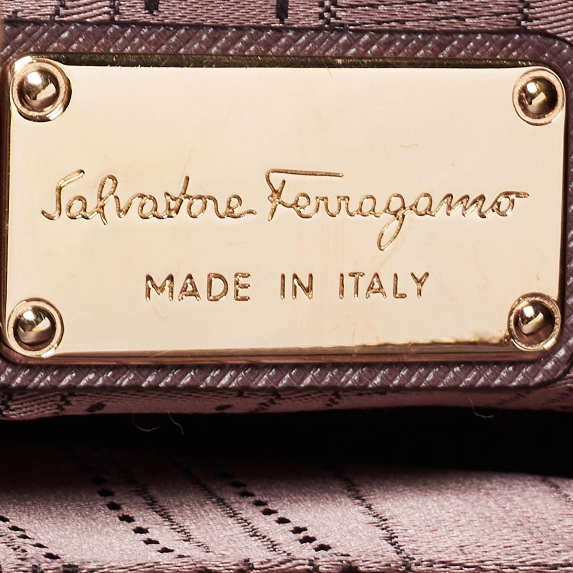 Salvatore Ferragamo Plum Leather Small Briana Tote 8