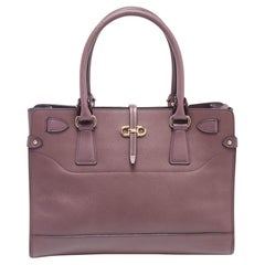 Salvatore Ferragamo Plum Leather Small Briana Tote