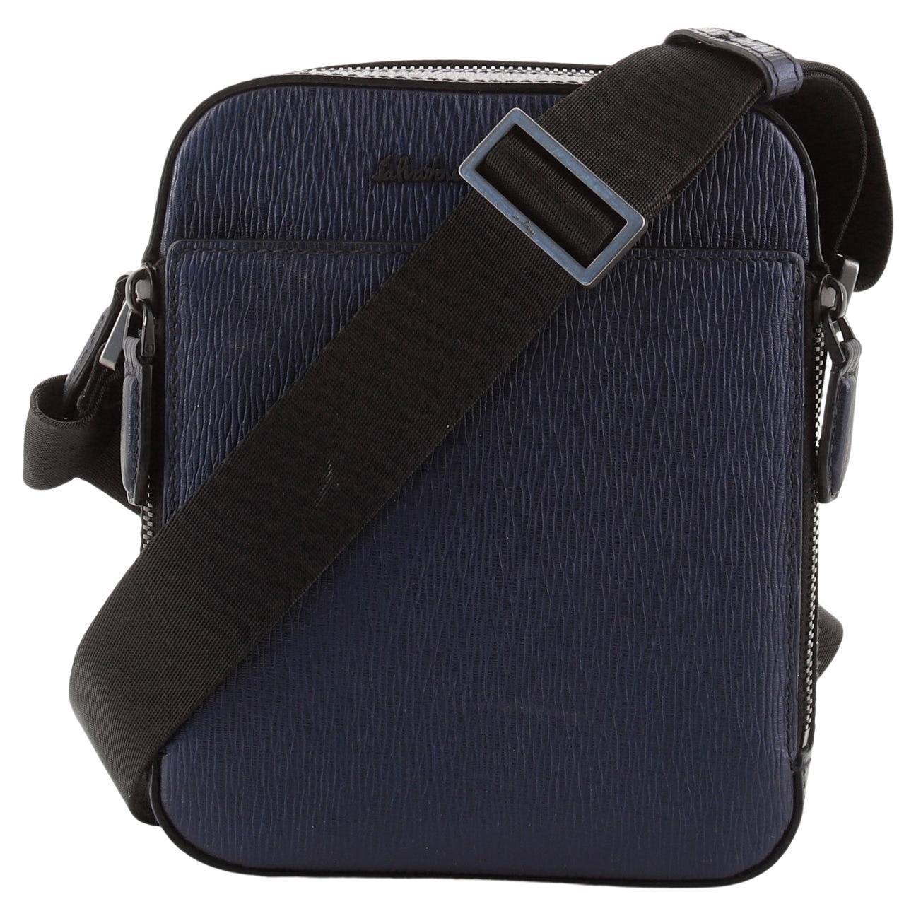 Salvatore Ferragamo Mya Double Lock Crossbody Bag Pebbled Leather at