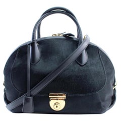 Salvatore Ferragamo Ponyhair Fiamma 2way 15mr0212 Black Leather Satchel