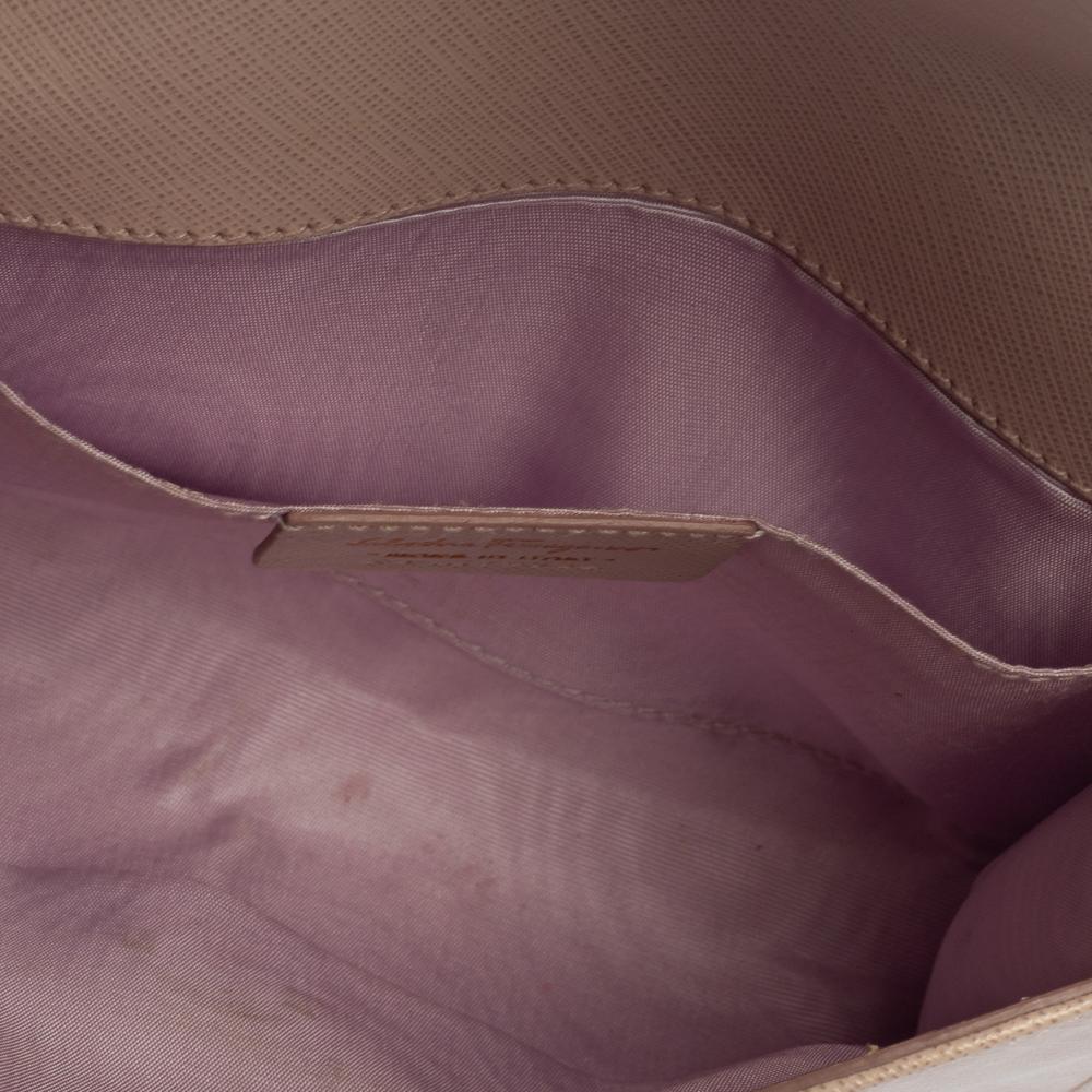 Salvatore Ferragamo Powder Pink Leather Vara Bow Chain Shoulder Bag 5