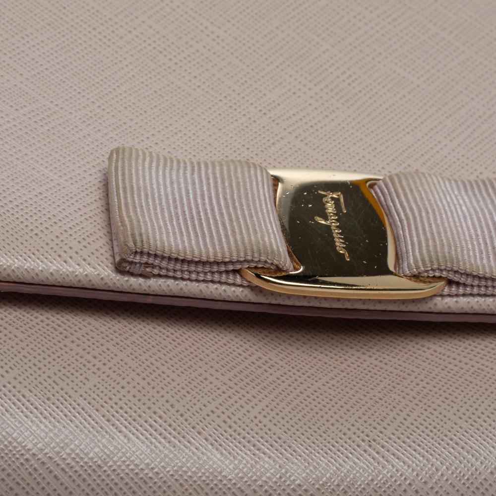 Salvatore Ferragamo Powder Pink Leather Vara Bow Chain Shoulder Bag 1