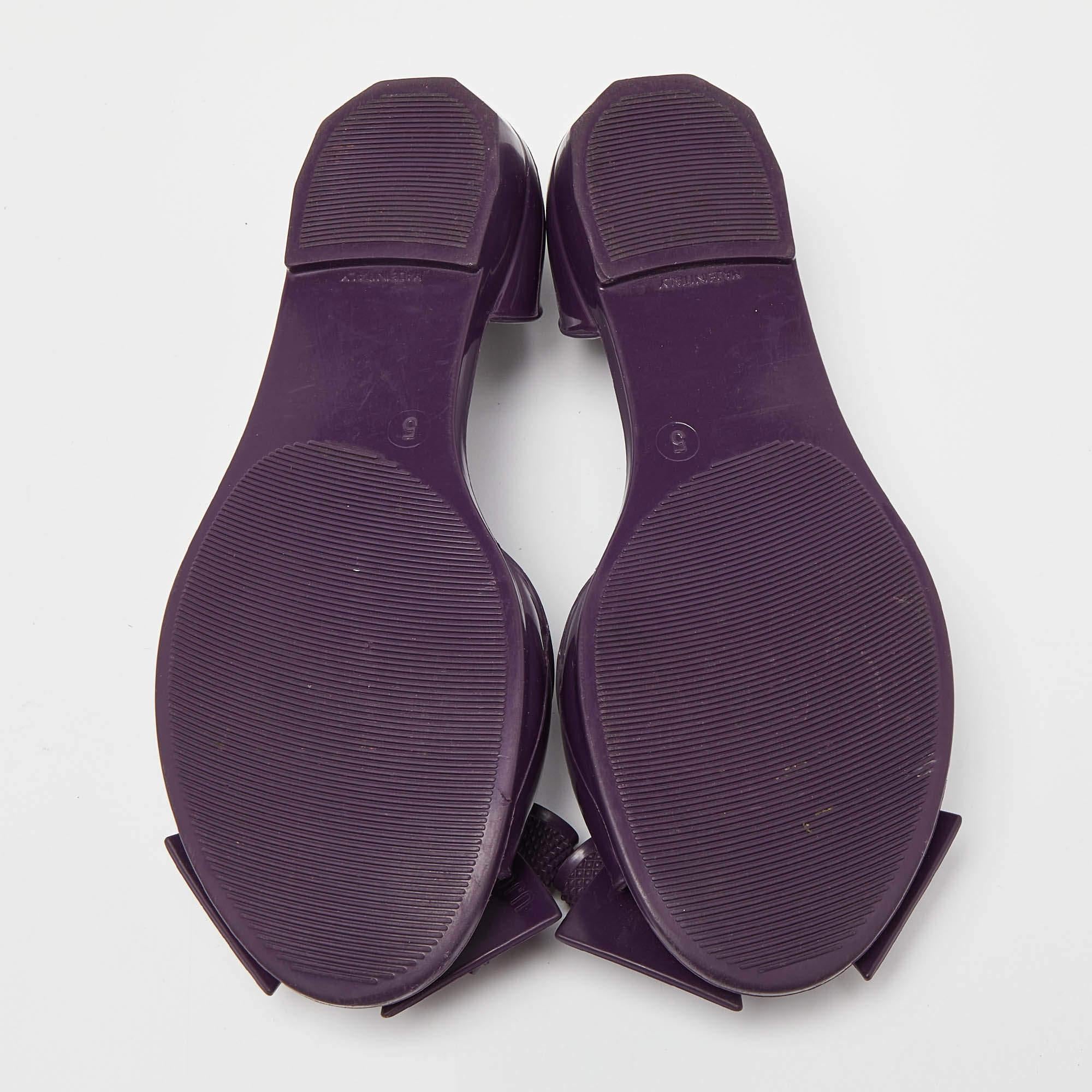 Salvatore Ferragamo Purple Jelly Barbados Bow Ballet Flats Size 35.5 For Sale 2