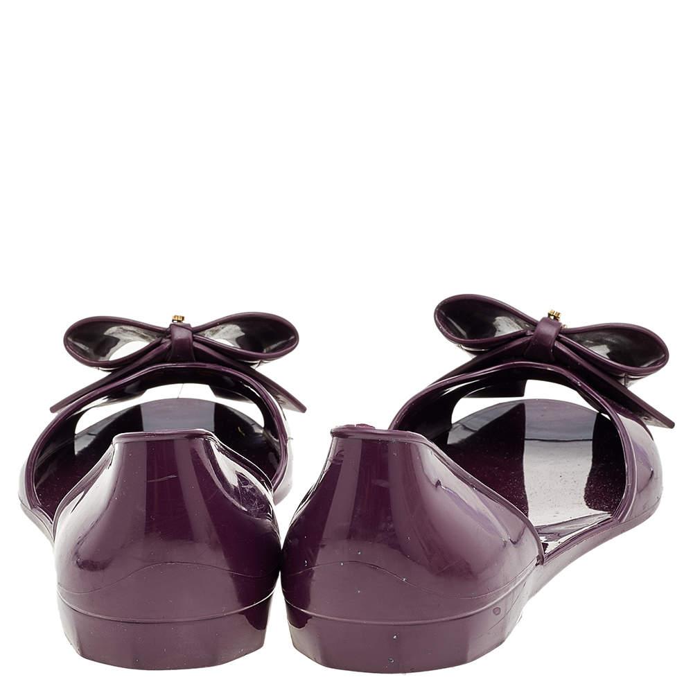 Women's Salvatore Ferragamo Purple Jelly Bow Flat Sandals Size 39.5