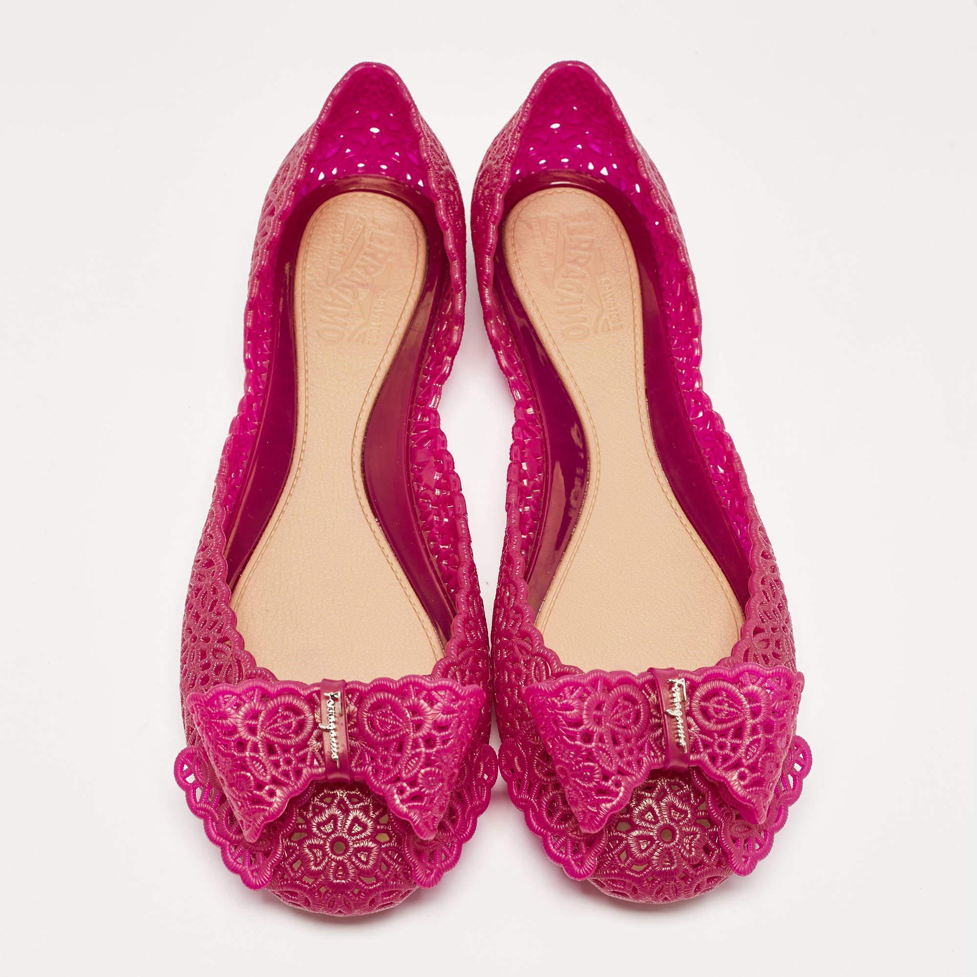 Salvatore Ferragamo Purple Jelly Nilly Ballet Flats Size 40.5 In Good Condition In Dubai, Al Qouz 2