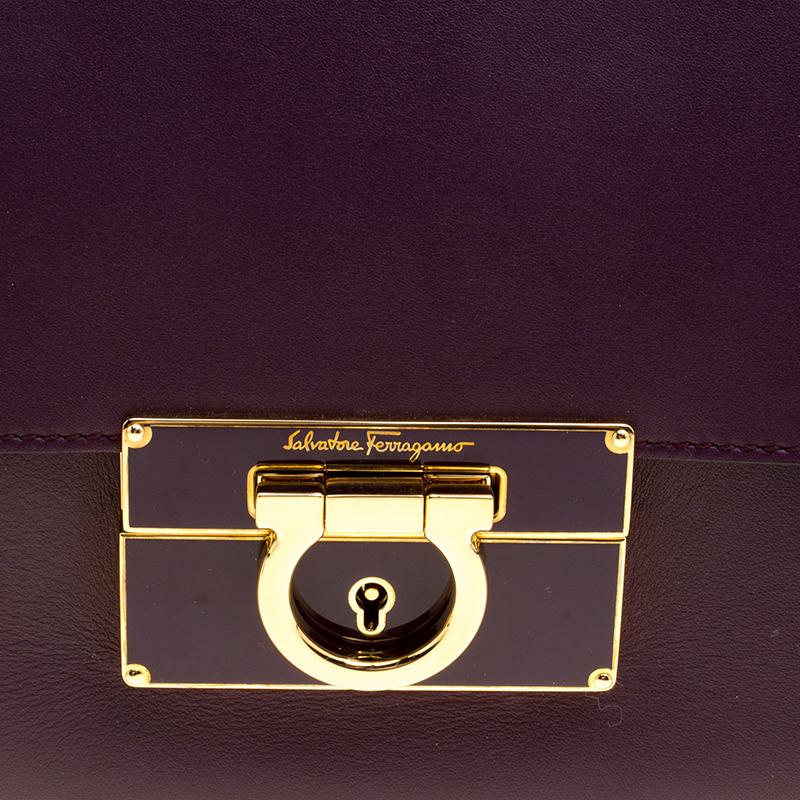 Women's Salvatore Ferragamo Purple Leather Afef Gancio Clutch