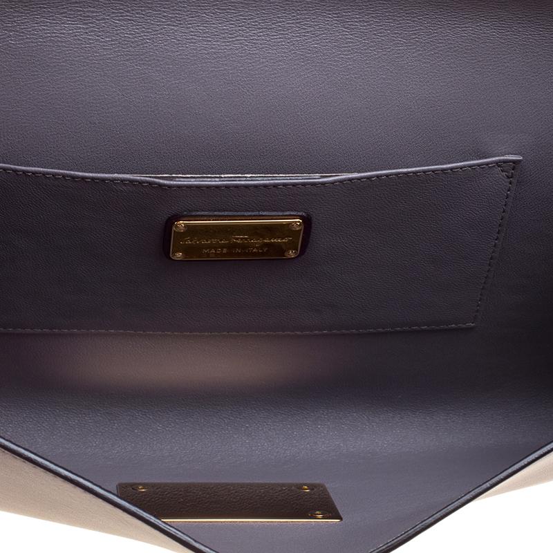 Salvatore Ferragamo Purple Leather Afef Gancio Clutch 2