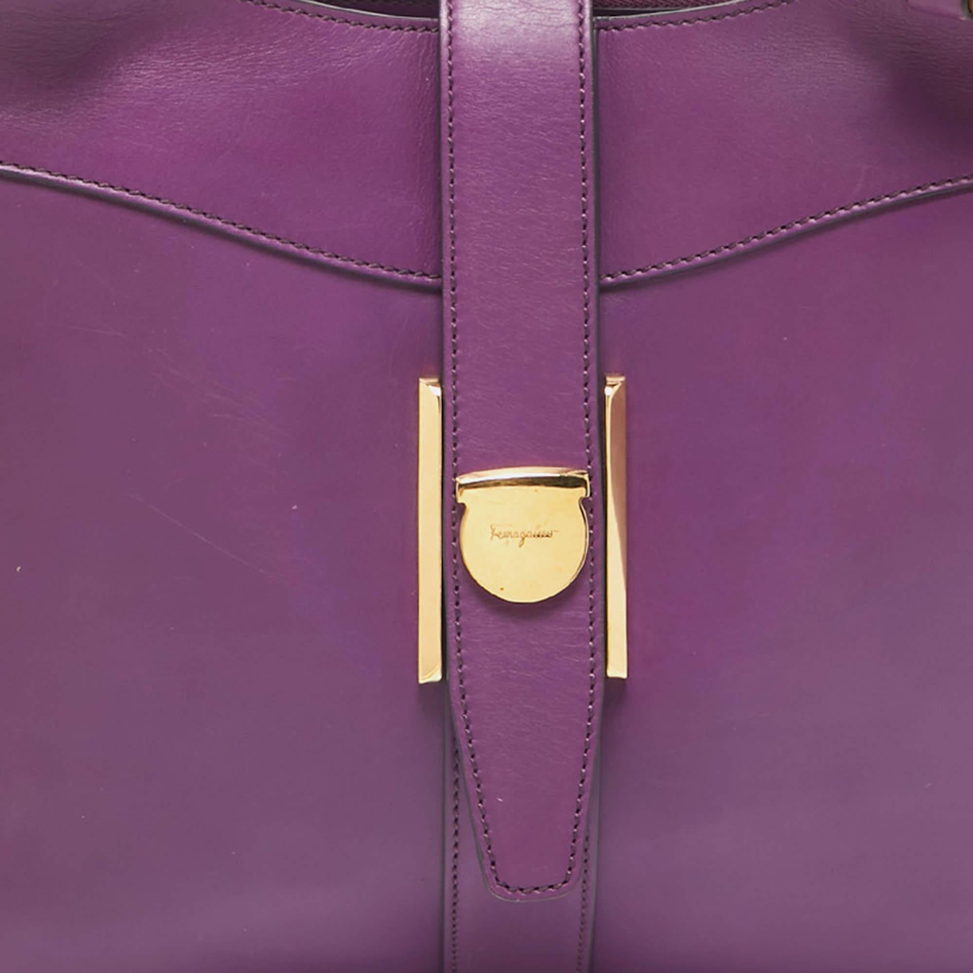 Women's Salvatore Ferragamo Purple Leather Enny Hobo