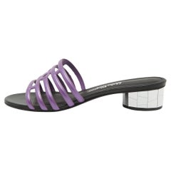 Salvatore Ferragamo Purple Leather Finn Slide Sandals Size 38