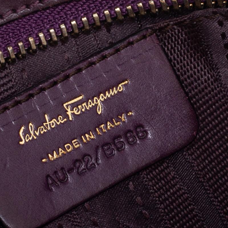 Salvatore Ferragamo Purple Leather Gancini Shoulder Bag 5