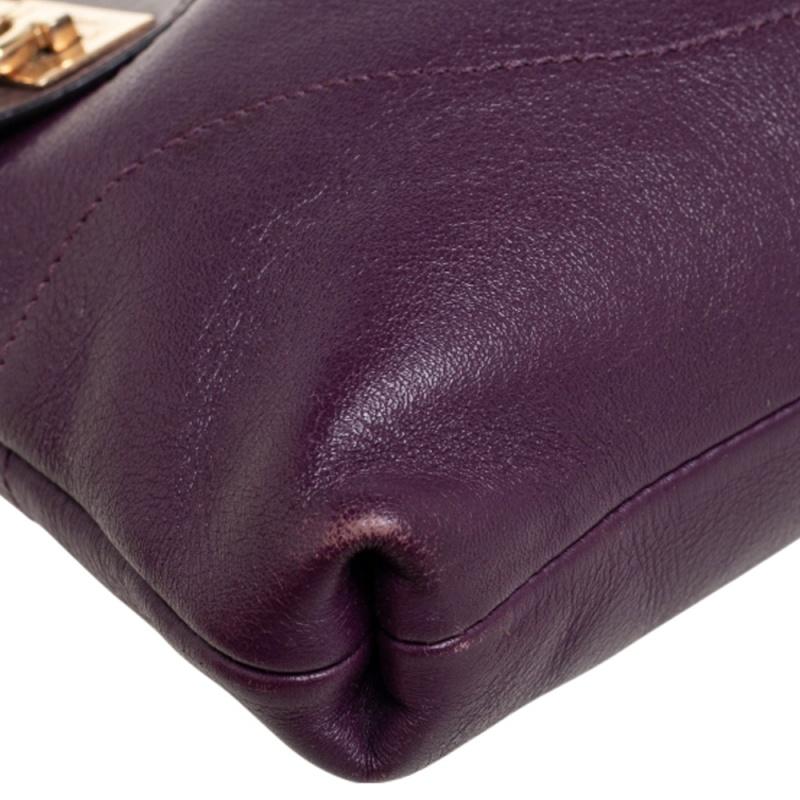 Salvatore Ferragamo Purple Leather Gancini Shoulder Bag 1
