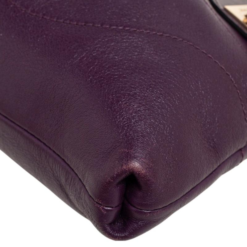 Salvatore Ferragamo Purple Leather Gancini Shoulder Bag 2