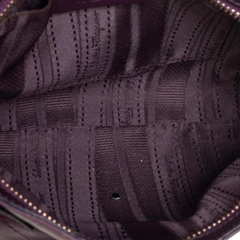 Salvatore Ferragamo Purple Leather Gancini Shoulder Bag 3