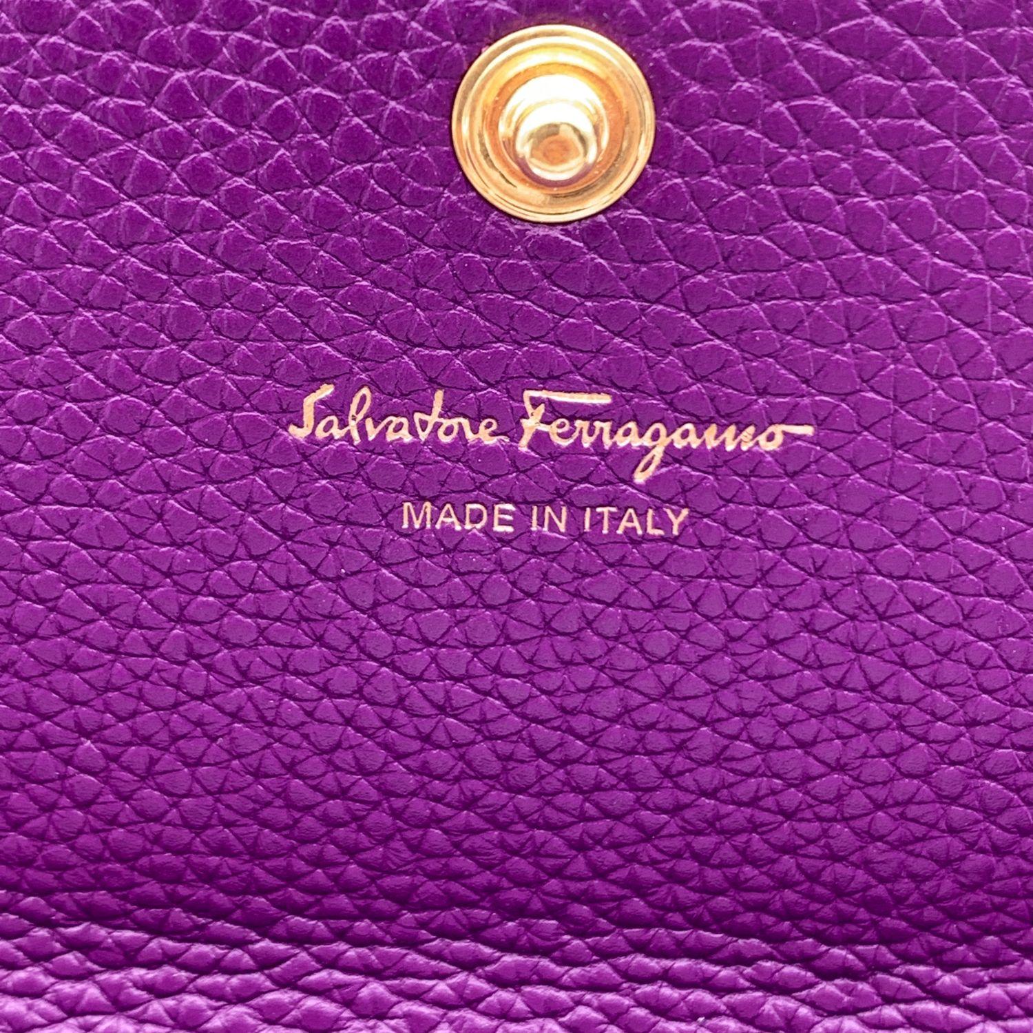 Salvatore Ferragamo Purple Leather Gancino Continental Wallet Purse 1