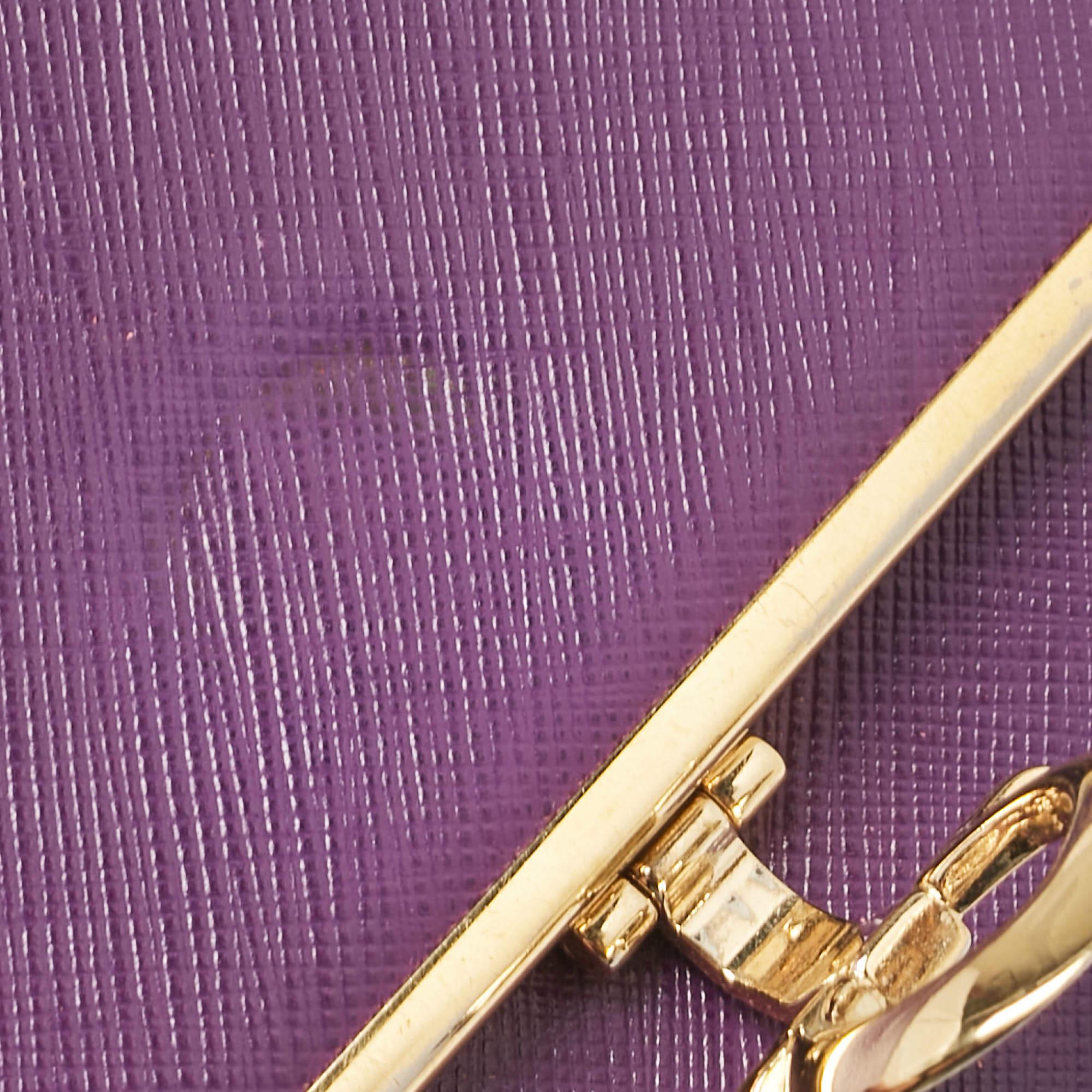 Salvatore Ferragamo Purple Leather Gancio Clasp French Wallet For Sale 3