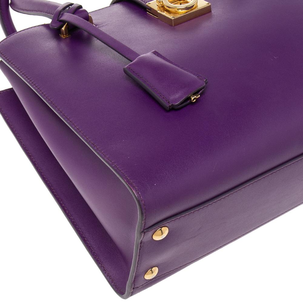Salvatore Ferragamo Purple Leather Gancio Lock Tote 3