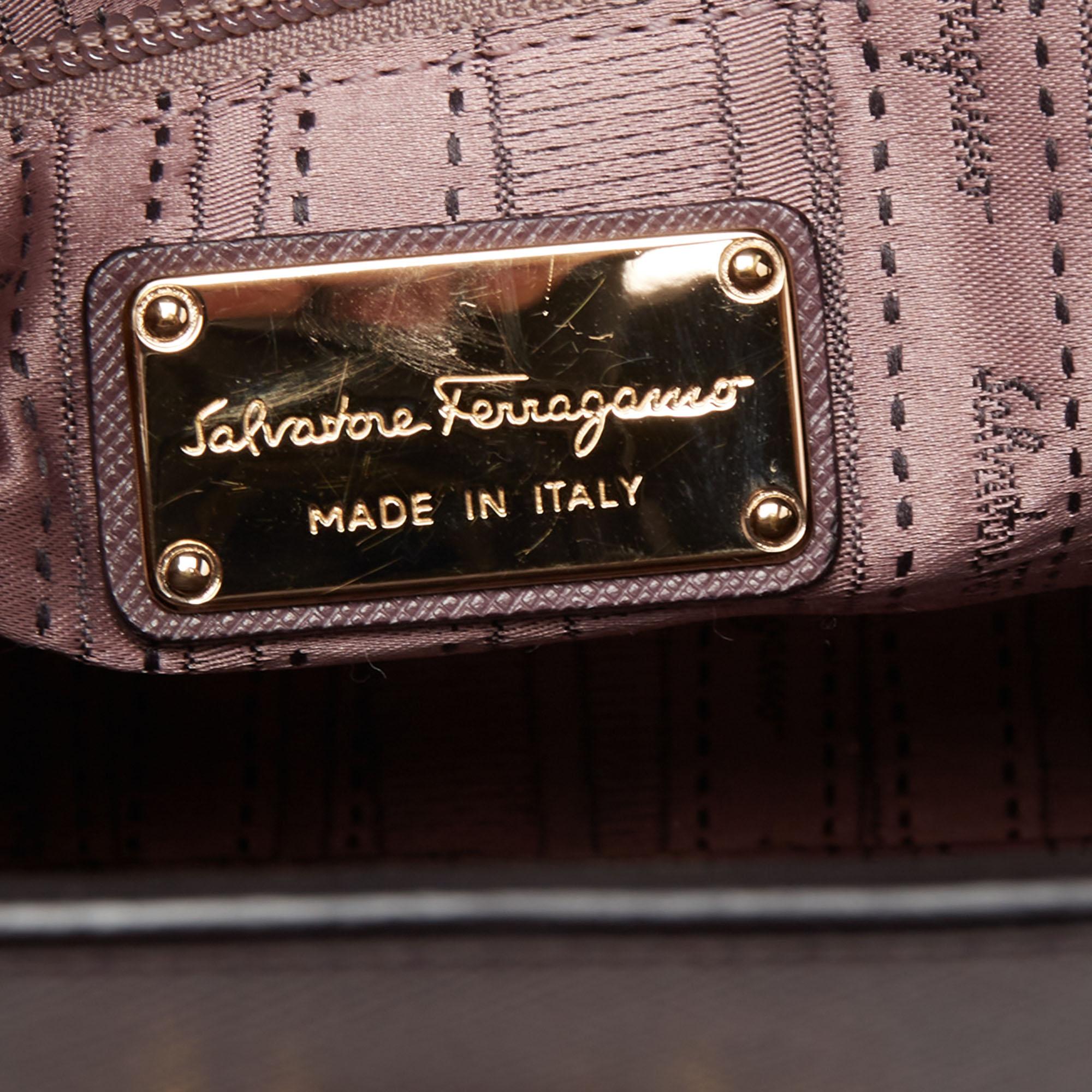 Salvatore Ferragamo Purple Leather Small Briana Tote 5