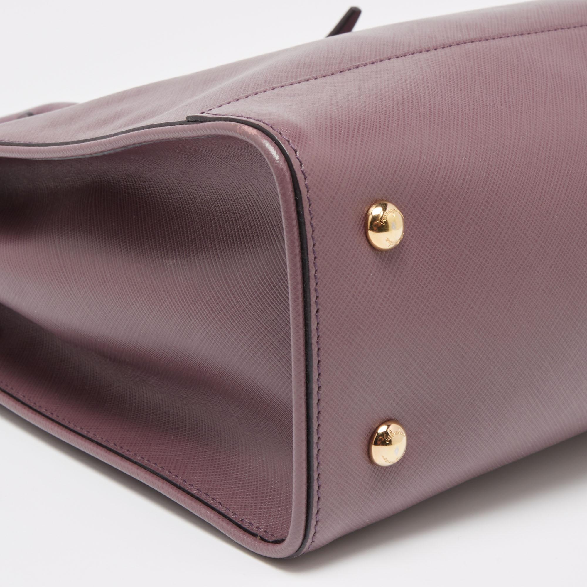 Salvatore Ferragamo Purple Leather Small Briana Tote 7