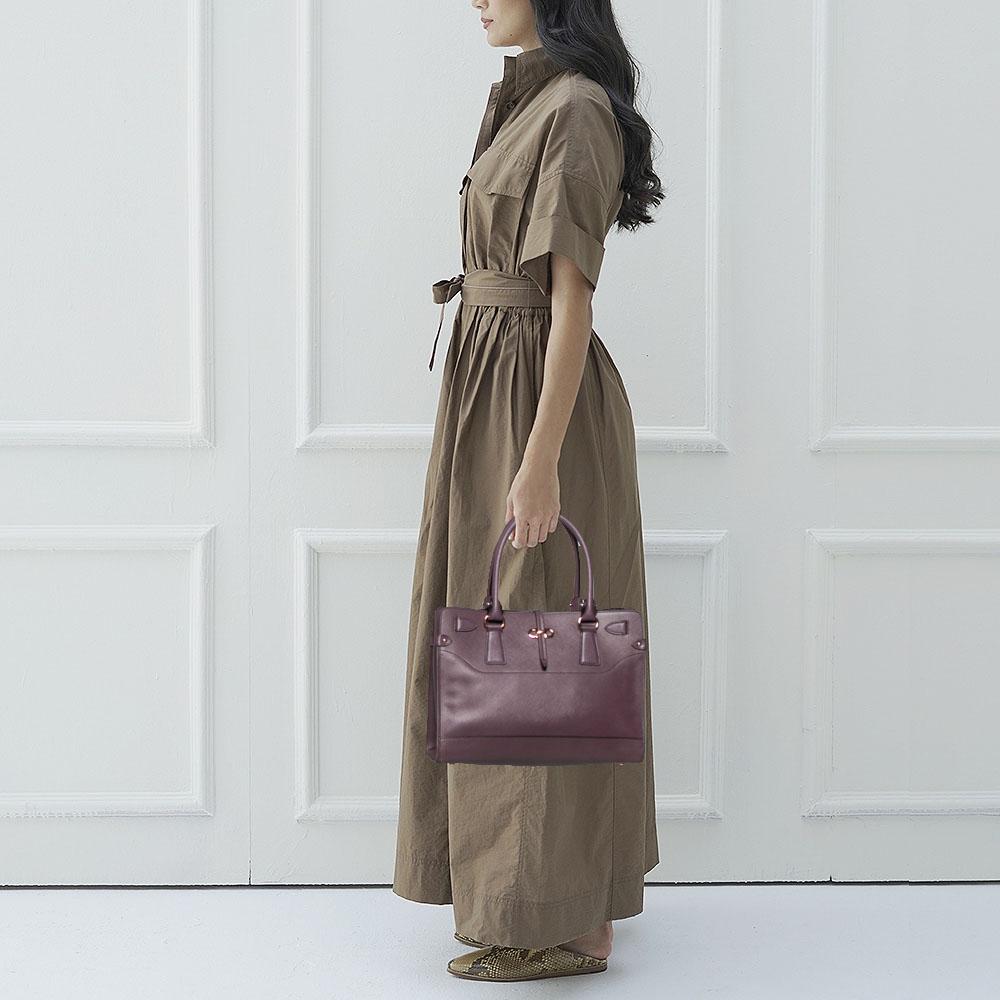 Gray Salvatore Ferragamo Purple Leather Small Briana Tote