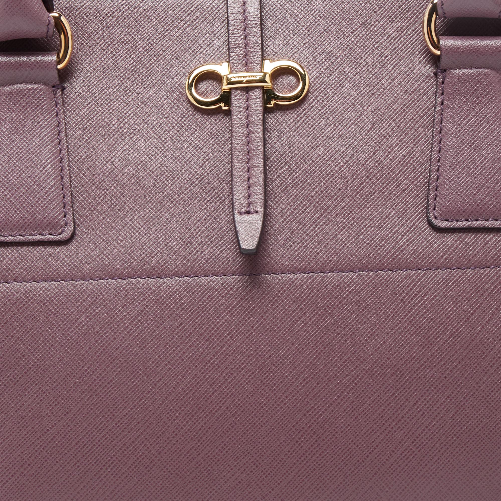 Salvatore Ferragamo Purple Leather Small Briana Tote 1