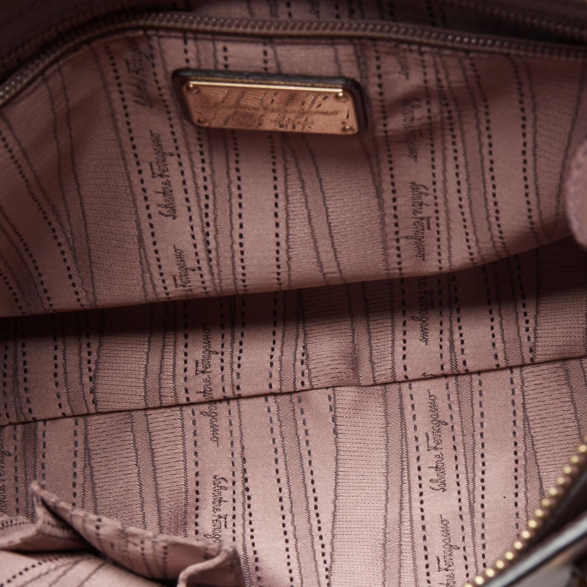Salvatore Ferragamo Purple Leather Small Briana Tote 4