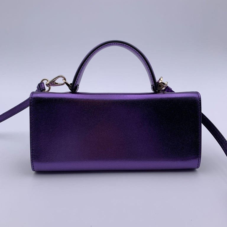 Authentic Salvatore Ferragamo Gancini Mini Chain Cross Shoulder Bag Purple  Purse