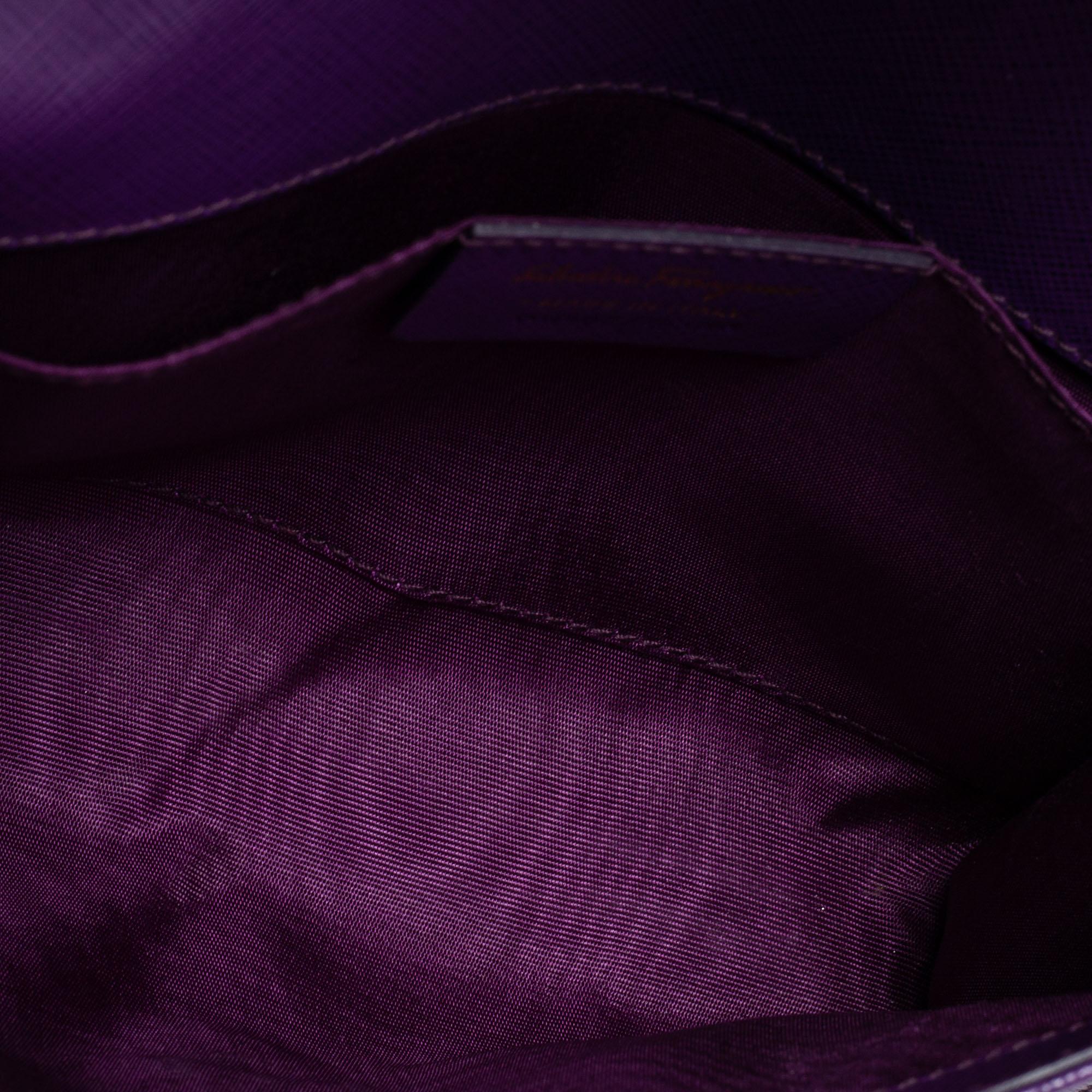 Salvatore Ferragamo Purple Leather Vara Bow Chain Bag 1