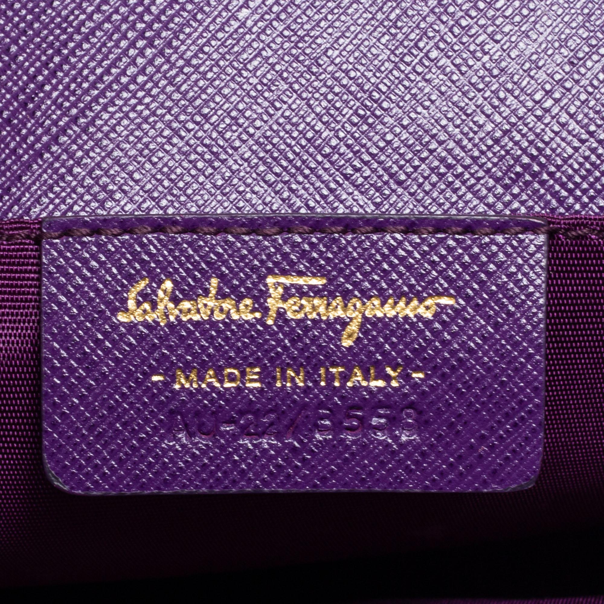 Salvatore Ferragamo Purple Leather Vara Bow Chain Bag 3