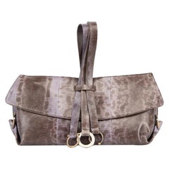 Salvatore Ferragamo Lila Eidechsenleder-Clutch