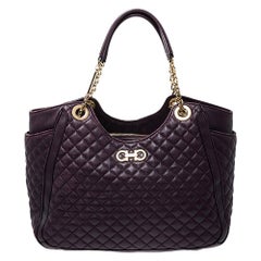 Salvatore Ferragamo Purple Quilted Leather Shoulder Bag