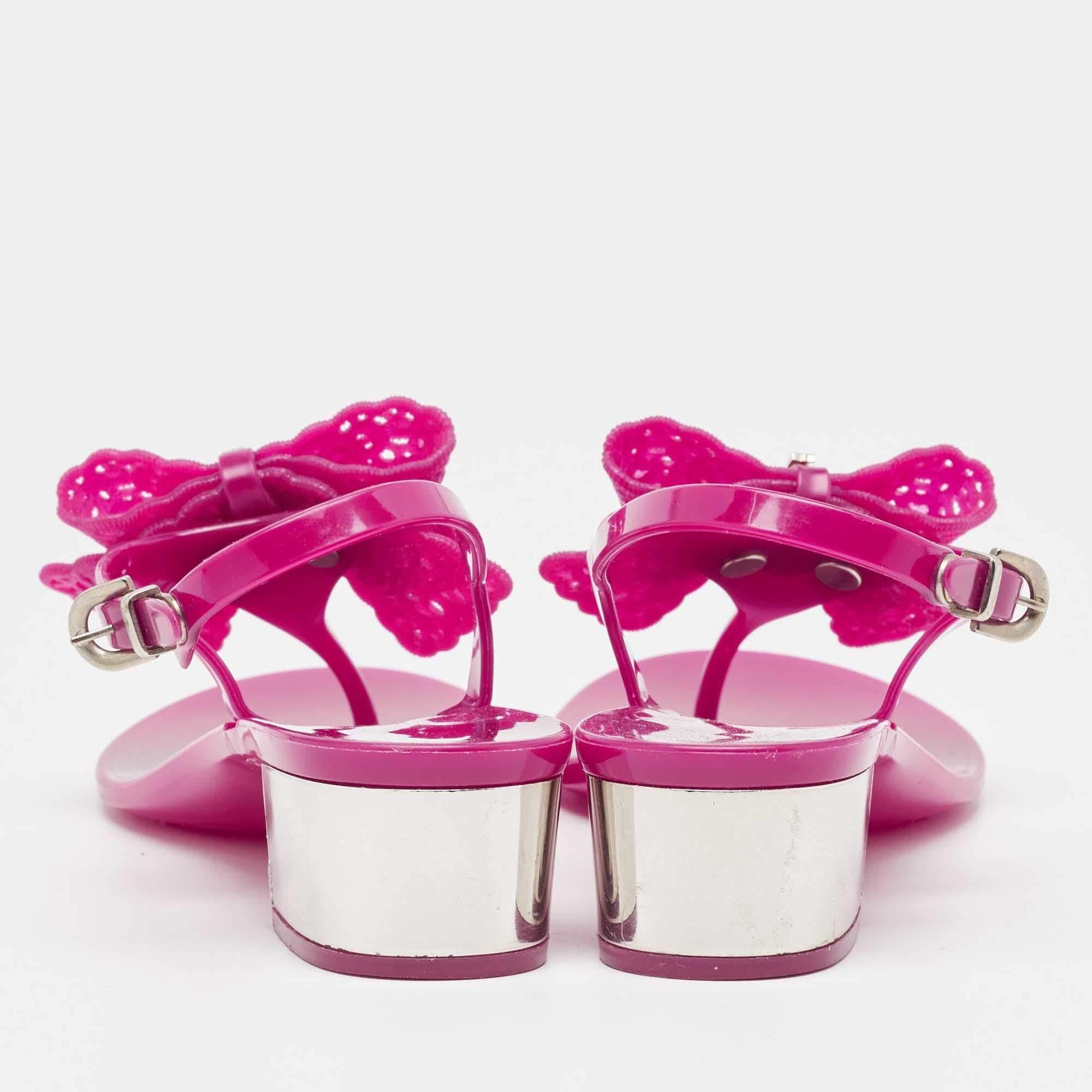 Salvatore Ferragamo Purple Rubber Perala Thong Sandals Size 36.5 For Sale 1