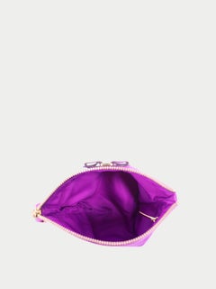 Salvatore Ferragamo Purple Satin Vara Bow Cosmetic Pouch