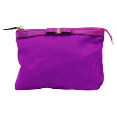 Salvatore Ferragamo Purple Satin Vara Bow Cosmetic Pouch