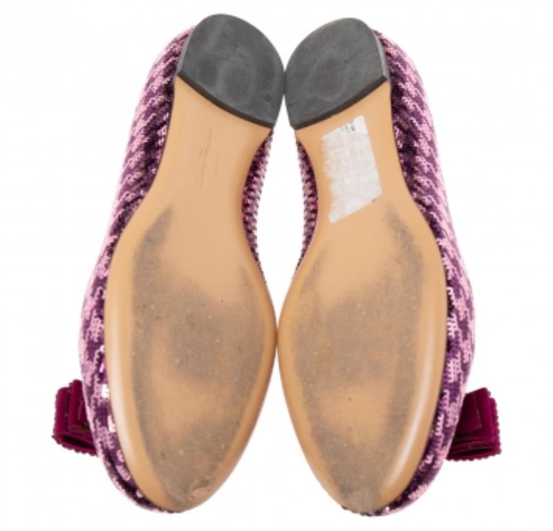 Salvatore Ferragamo - Ballerines Varina à sequins violets, taille 36,5 en vente 2