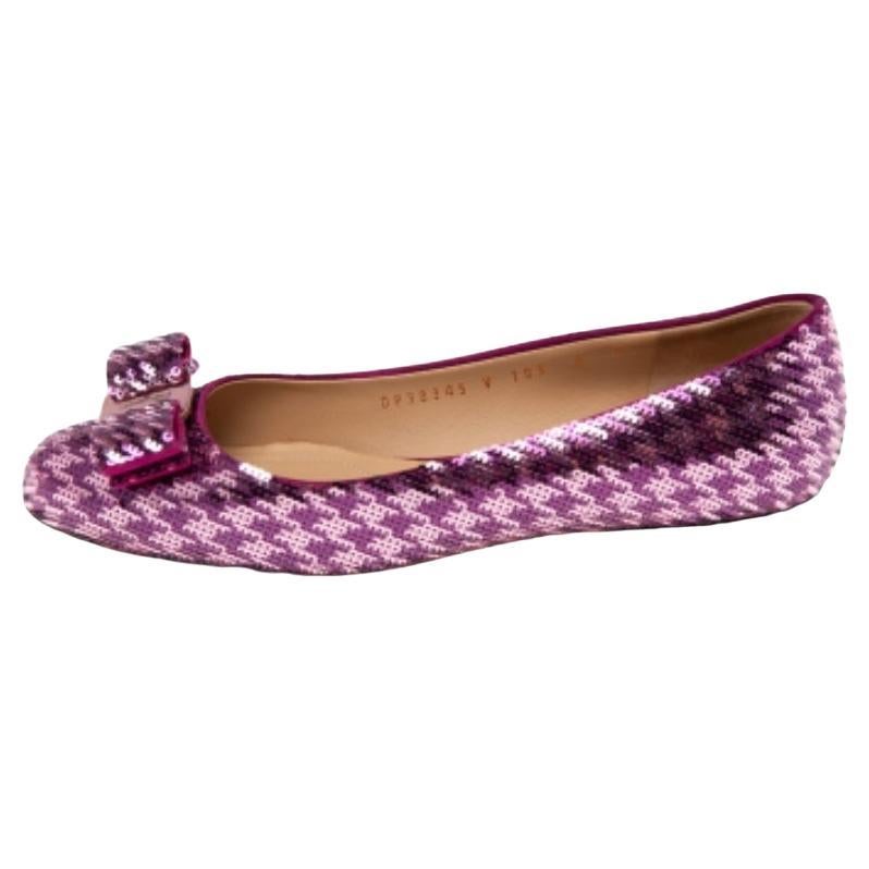 Salvatore Ferragamo - Ballerines Varina à sequins violets, taille 36,5 en vente