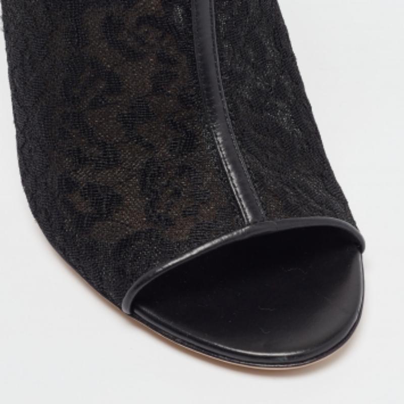 Women's Salvatore Ferragamo Python Leather & Lace Nufus Open Toe Ankle Booties Size 36.5 For Sale