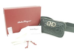 Salvatore Ferragamo Quilted Black Leather Belt Bag Fanny Pack Waist Pouch