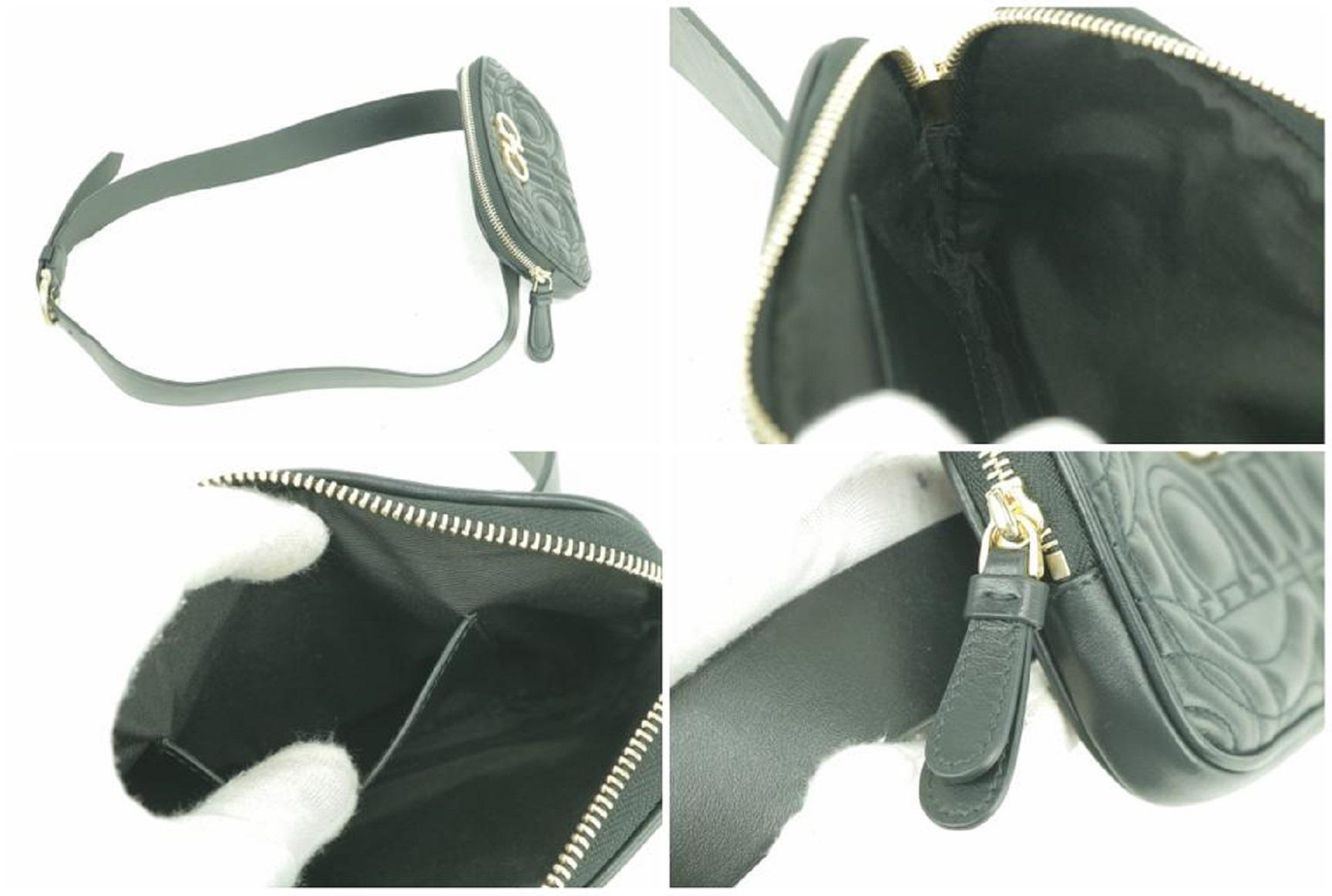 Salvatore Ferragamo Quilted Black Leather Belt Bag Fanny Pack