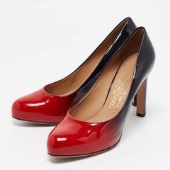 Salvatore Ferragamo Red/Black Ombre Patent Leather Platform Pumps Size 38