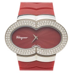 Salvatore Ferragamo Assoluto F59 Edelstahl Gummi Assoluto mit rotem Diamanten