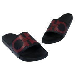 Salvatore Ferragamo Red Gancini Logo Rubber Molded Slide on Men's Sandals