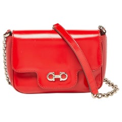 Salvatore Ferragamo Red Glossy Leather Rory Crossbody Bag