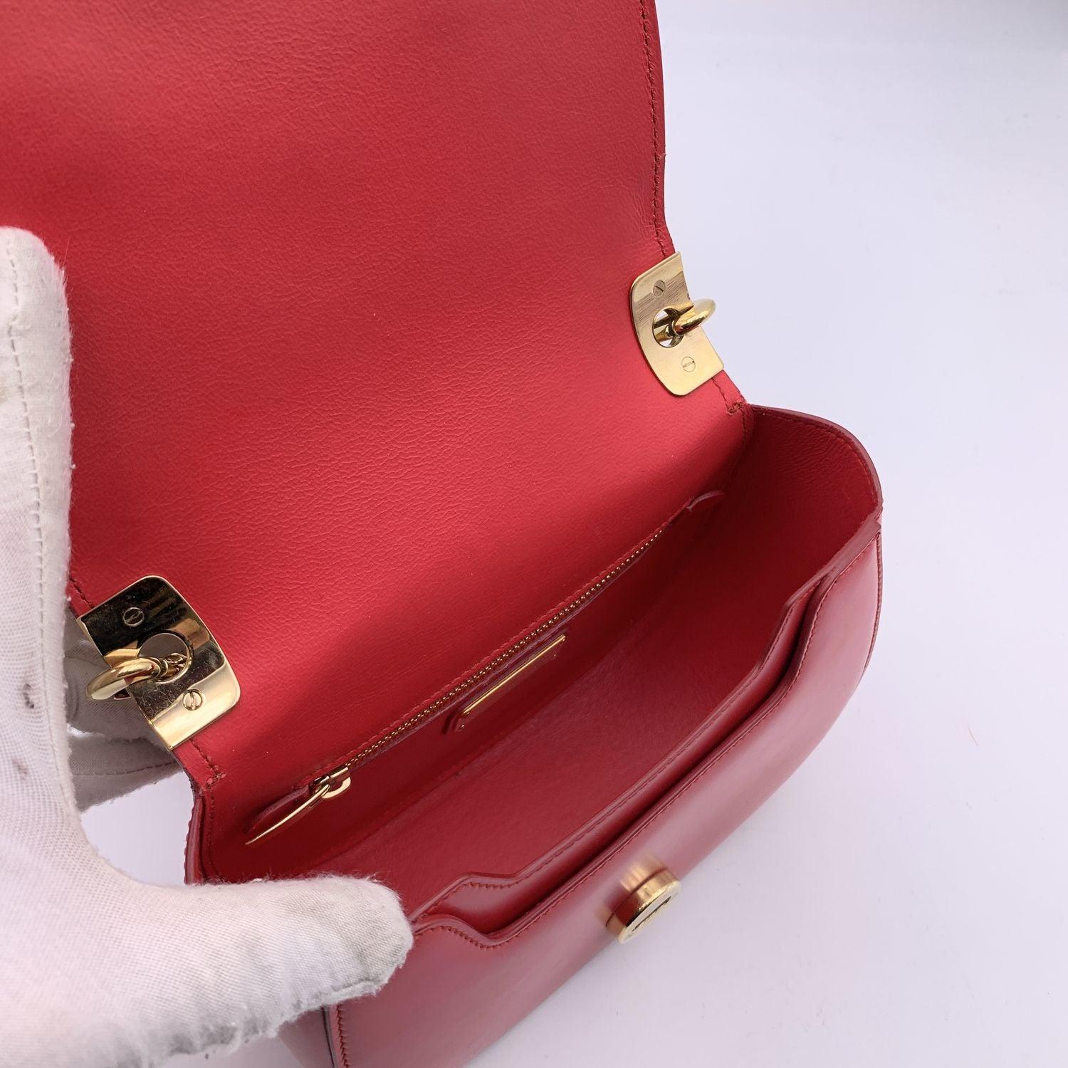 Salvatore Ferragamo Red Leather Anna Bow Shoulder Bag 1